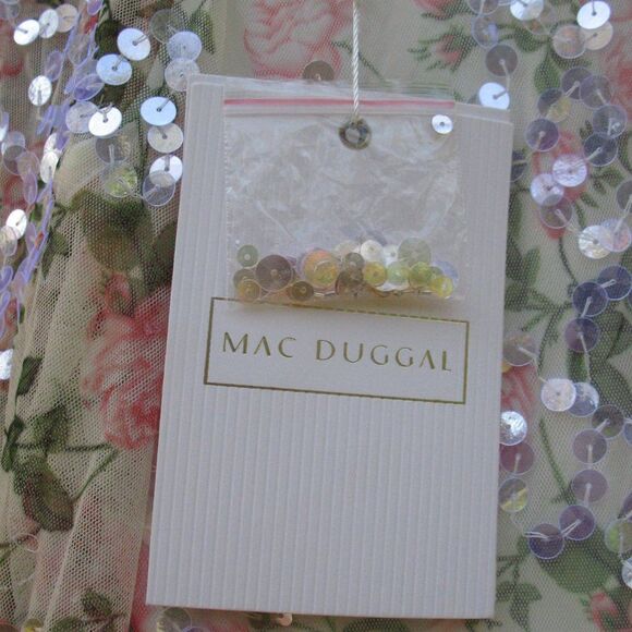 Mac Duggal 93788 Floral Beaded Sequin Midi Dress White Multi Size 16 - Picture 12 of 14